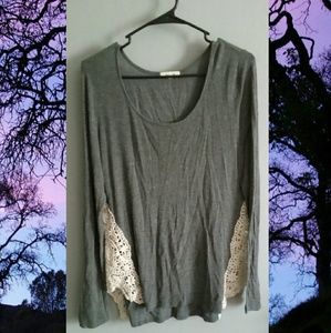 paper tee Tops - Thin Gray Long Sleeve paper tee Tops - Thin Gray Long Sleeve